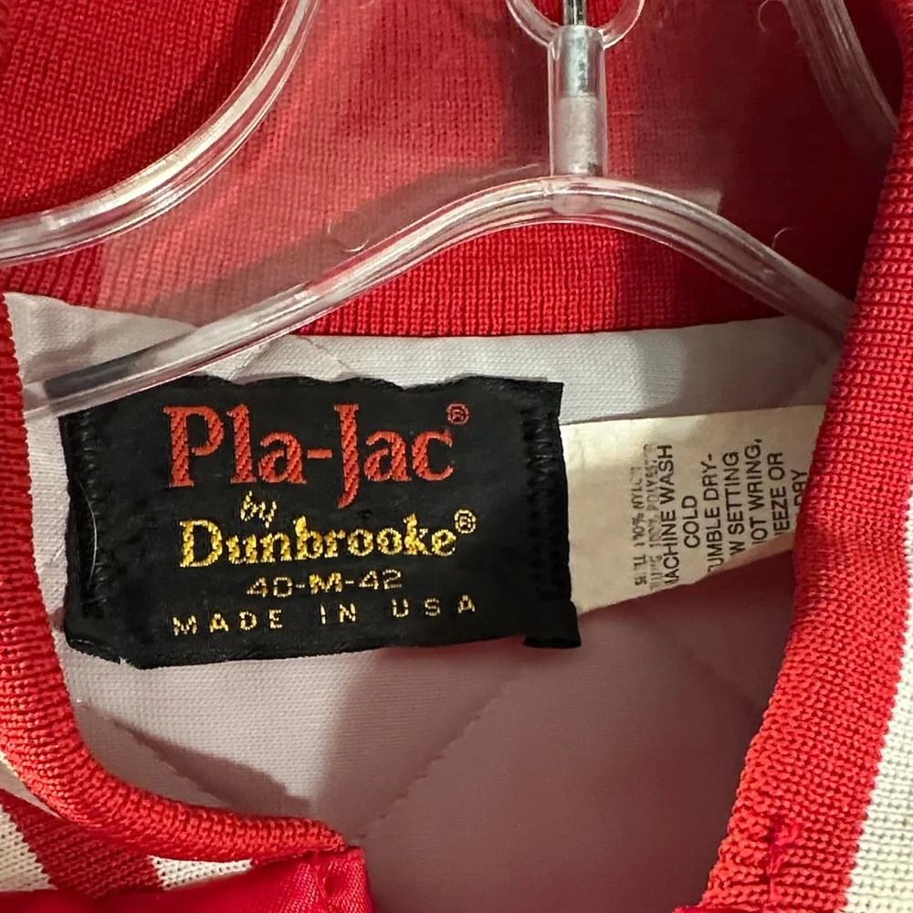 Pla-Jac Dunbrooke Red Satin Varsity Jacket Men’s sz Medium Cincinnati - Picture 2 of 6